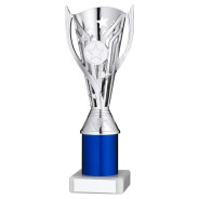 Silver and Blue Plastic 'Flash' Cup on Marble Base