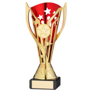Gold and Red Plastic 'Flash' Cup on Black Marble Base