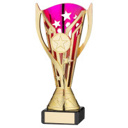 Gold and Purple Plastic 'Flash' Cup on Black Marble Base