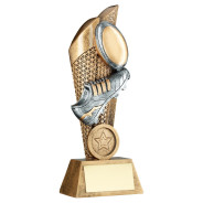 Antique Bronze Rugby Ball and Boot on Mesh Backdrop