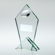 Jade Glass Pointed Plaque with Half Rugby Ball