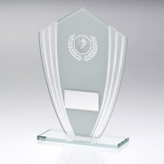White/Silver Glass Shield Plaque with Rugby Insert