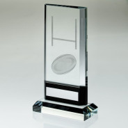 Clear/Black Glass With Lasered Rugby Image
