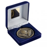 Blue Velvet Box and 60mm Rugby Medal