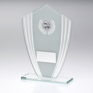 White/Silver Glass Shield Plaque with Cards Insert