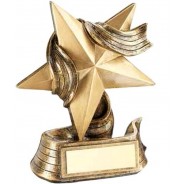 Bronze/Gold Star And Ribbon Award Trophy