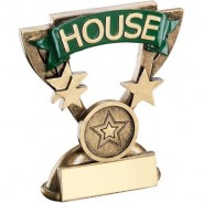 Bronze/Gold School House Mini Cup Trophy - Green