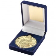 Blue Velvet Box and 50mm Gold Well Done Medal