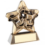 Bronze/Gold Drama Masks Mini Star Trophy