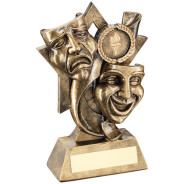 Bronze/Gold Drama Masks on Star Backdrop Trophy