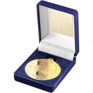 Blue Velvet Box and 50mm Medal Cycling Trophy