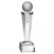 Clear Glass Column With Lasered Pool/Snooker Image Trophy 