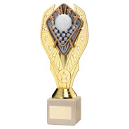 Gold Plastic Holder & Snooker Disc on Cream Marble Trophy