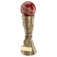 Brz/Gold/Red Cricket Ball Leaf Column With Plate 