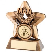Bronze/Gold Man of the Match Mini Star Trophy