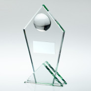 Jade Glass Pointed Plaque with Half Cricket Ball