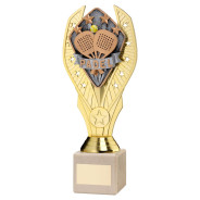 Gold Plastic Holder & Padel Disc on Cream Marble Trophy