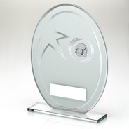 White/Silver Printed Glass Oval With Lawn Bowls Insert And Plate 