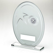 White/Silver Printed Glass Oval And Wreath Design With Plate 