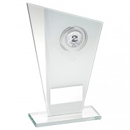 White/Silver Printed Glass Plaque With Wreath Trophy