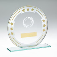 Silver Jade Glass Award with Gold Stars