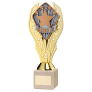 Gold Plastic Holder & Runner Up Disc on Cream Marble Trophy