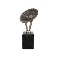 Antique Silver Metal Football Award on Marble Base