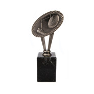 Antique Silver Metal Rugby Award on Marble Base