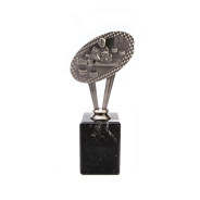 Antique Silver Metal Karting Award on Marble Base