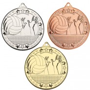 Volleyball Tri Star Medal 50mm