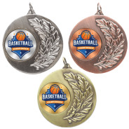 Basketball Laurel Wreath 50mm Medal