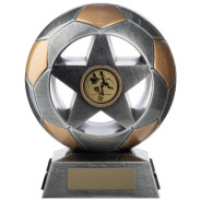 Two Tone Football Ball and Star in Silver and Gold