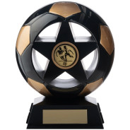 Two Tone Football Ball and Star in Black and Gold