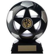 Two Tone Football Ball and Star in Black and Silver