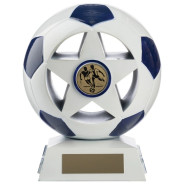 Two Tone Football Ball and Star in White and Blue 