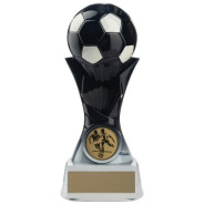 Two Tone Football Ball on Stand in Black and Silver