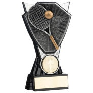 Two Tone Stand Raquet and Ball Silver and Black