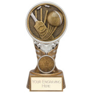 Ikon Tower Cricket Award Antique Silver & Gold 
