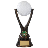 White Golf Ball On V Shaped Riser Trophy