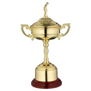 Gold Finish Ryder Cup on Round Base with Plinth