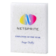 Colour Printed White Recycled Acrylic Rectangle Award