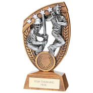 environ 10.16 cm Gravure Gratuite Cricket Boule sur Star Riser Trophée Bronze Award Gold Red 4 in