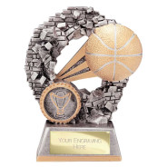 Blast Out Basketball Award Antique Silver & Gold