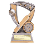 Optimum Cricket Resin Award Antique Silver & Gold