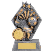 Diamond Shaped Football Trophy With Star Detail