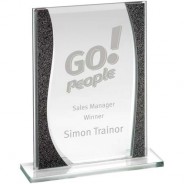 Jade Glass Rectangle Plaque with Silver Highlights
