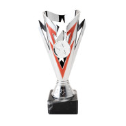 Silver/Red Plastic Cup with Centre Holder on Black Marble Base