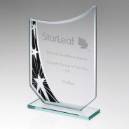 Jade Glass Curved Plaque with Black/Silver Star Design