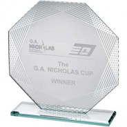 Jade Glass Octagon with Silver Lined Edges