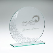 Jade Glass Round Plaque with Silver Detail (4mm Thick)